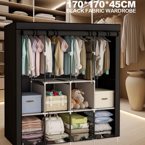 Large fabric canvas wardrobe - canvas,