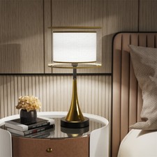 Modern table lamp - spindle, gold