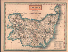 Suffolk, antique county map