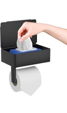 Toilet Paper Holder Tissue Roll Hanger with Shelf Wipes Dispenser Storage Box