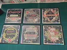 6 Handmade Christmas Themed Toppers With Matching Backing Matts