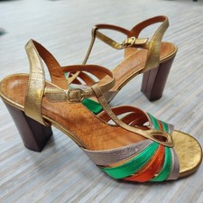 Chie Mihara metallic platform sandals UK 7/40 gold red green made Spain leather