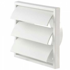 Extractor Fan Vent Cover White Wall Grille with Gravity Shutters for 100mm Duct