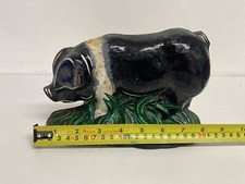 Antique Heavy Cast Iron Painted Pig Door Stop, 20cm x 14cm