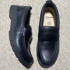 Clarks Branch Slip School Shoes 5G Fit Black Leather 