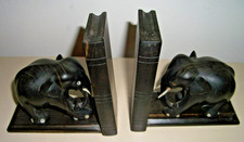 PAIR VINTAGE EBONY ELEPHANT