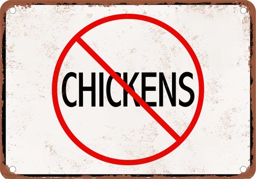 Metal sign chickens - -,