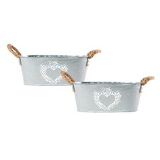 2pc zinc tin silver trough - silver,