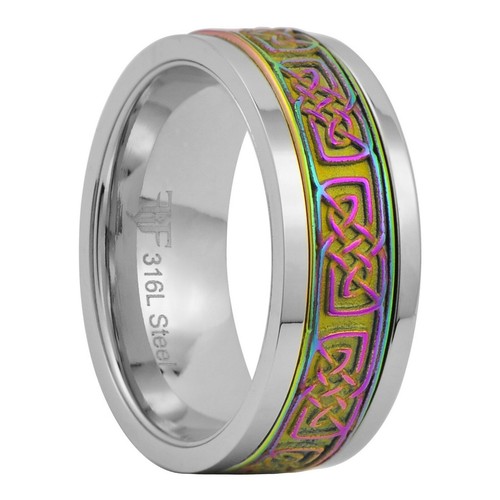Rainbow celtic spinner ring - rainbow,