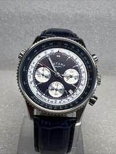 Rotary GS03021/05 Mens Aviator Chronograph Tachymeter Navy Blue White Dial Watch