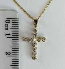 9ct Gold CZ Cross Pendant /