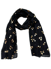 Women/ Ladies Gold Foil Metallic Glitter Tiny Butterflies Print Scarf
