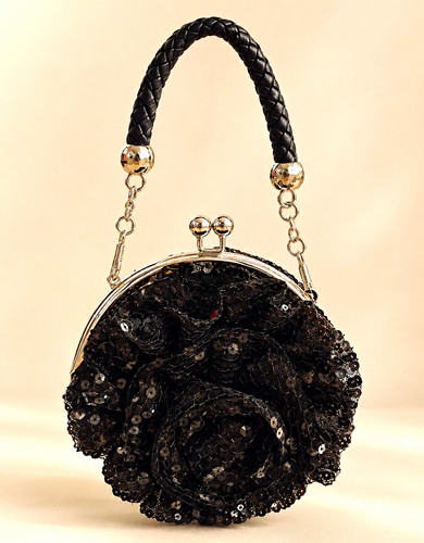 Black sequin evening bag - sequin,
