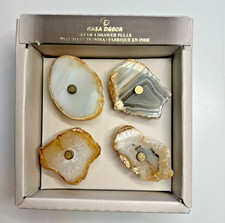 Natural Agate Stone Drawer Pulls Cabinet Knobs Set of 4 Crystal Geode Casa Decor