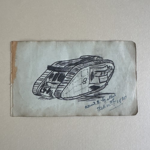 Antique 1920 pencil drawing - pencil,