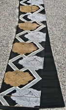 Exquisite Vintage Japanese Silk Obi Sash Hand Weave w/Gold & Silver Thread c1930