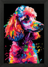 Colorful poodle art framed - colorful,