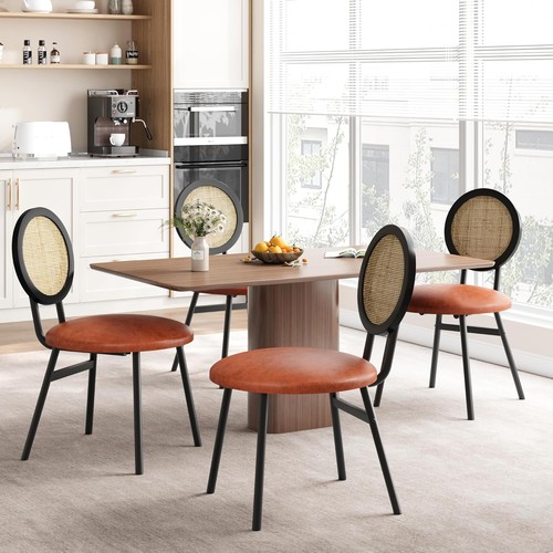 Rattan dining chairs with - 4x,