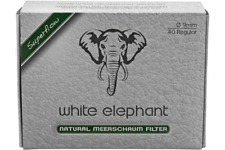 NEW White Elephant - Natural Meerschaum 9mm Pipe Filters - Pack of 40