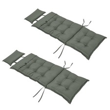 Outsunny 2-Piece Patio Chair Cushion Set w/ Pillow, Grey, Refurbished