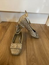 Girls Size 2 Marks And Spencer Glittery Gold Party Shoes