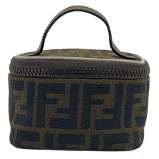 FENDI Zucca Canvas Vanity Mini Hand Bag Brown Authentic
