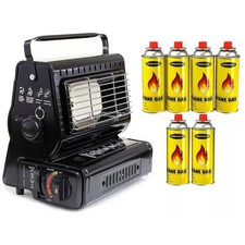1.3KW Portable Gas Heater Outdoor Camping Fishing & 220g Butane Canisters UK