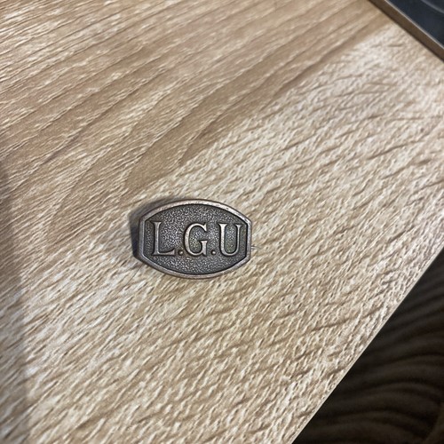Vintage brass pin - “l.g.u.”,