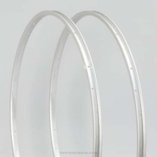 Araya Silver NOS Rims - 32h 700c Clincher Classic 1990s Pair (x2) - Wheel Bike