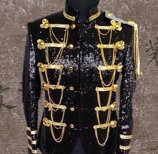 Mens Sequins Gold Bling Suit