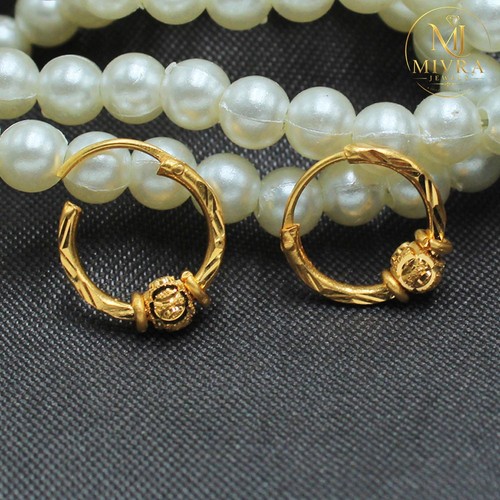 22ct gold hoop earrings 1cm - gold,