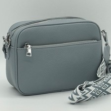 Crossbody Camera Bag Soft Faux Leather Twin Zip Woven Strap Womens Handbag New