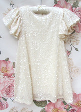 BNWOT NEXT Ivory Cream Sequin Party Occasion Dress By Next Age 3