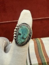 BLUE TURQUOISE Lady's **NAVAJO RING** Flower GEM BLUE Vintage NATIVE 7sz.**
