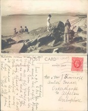 Gimblet Rock and Bay Pwllheli Caernarfonshire Wales 1920 postmark Beach