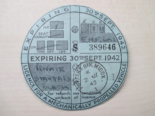 Tax disc wartime vintage - disc,