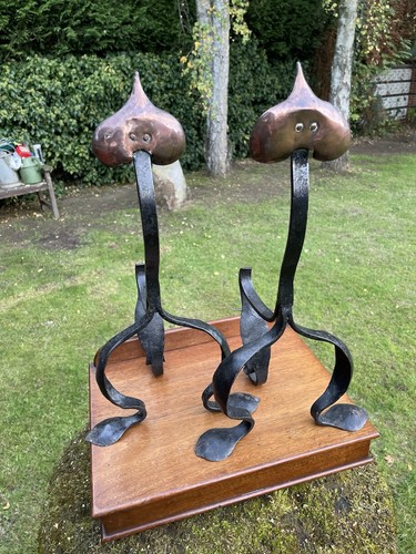 Art nouveau fire dogs andirons - nouveau,