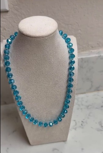 Shiny blue beads necklace - blue,