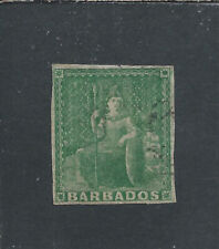 BARBADOS 1855-58 (½d) GREEN FOUR MARGINS USED SG 8 CAT £150
