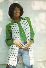 ~ Laminated Vintage 1973 Crochet Pattern For Lady's  Long Line Waistcoat ~