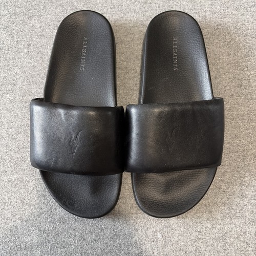 Allsaints black leather slides - leather,