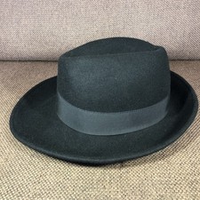 VINTAGE French Fedora MAN'S FELT HAT Black Willy's Paris SIZE Medium