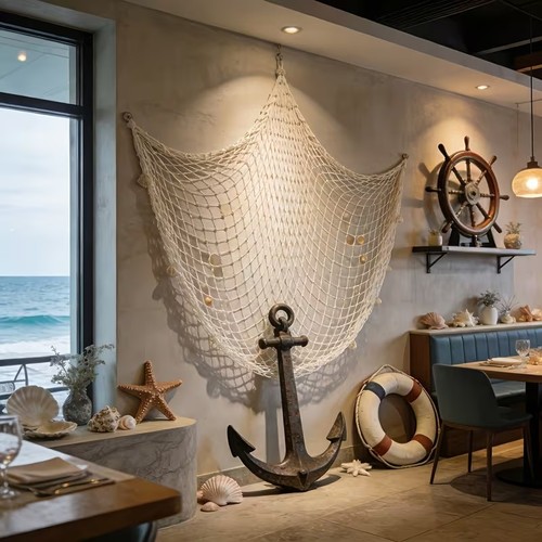 Handcrafted fishing net wall - fishing,