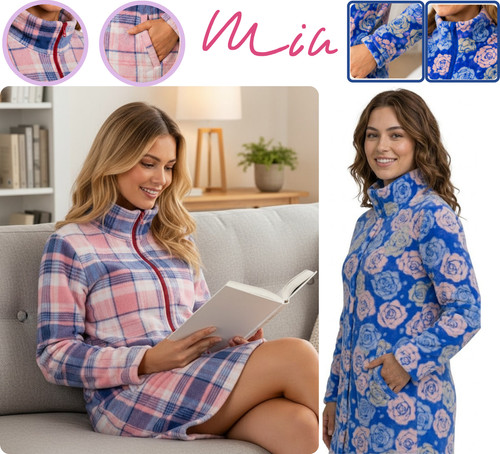Ladies faux fur trim robe - faux,