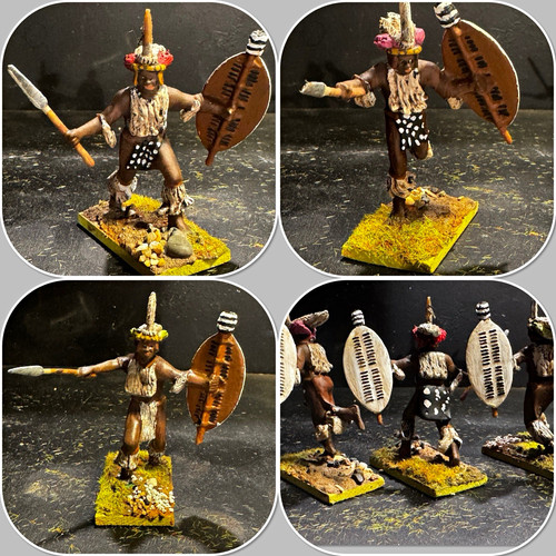 Painted 54mm zulu warriors - painted,