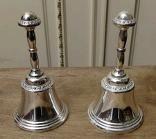 Pair of Vintage English Silver Plated Handbells By Ianthe 11 cms Tall