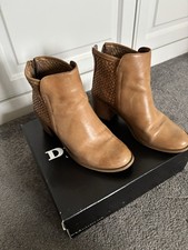 Dune Tan Leather Boots Size 3