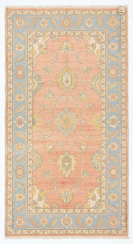 Hand knotted peach oushak - hand,