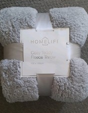 Cosy Teddy Fleece Throw Grey