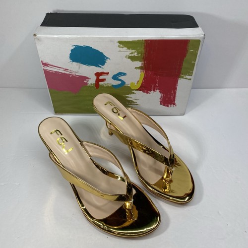 Fsj sandals womens size gold - 8,